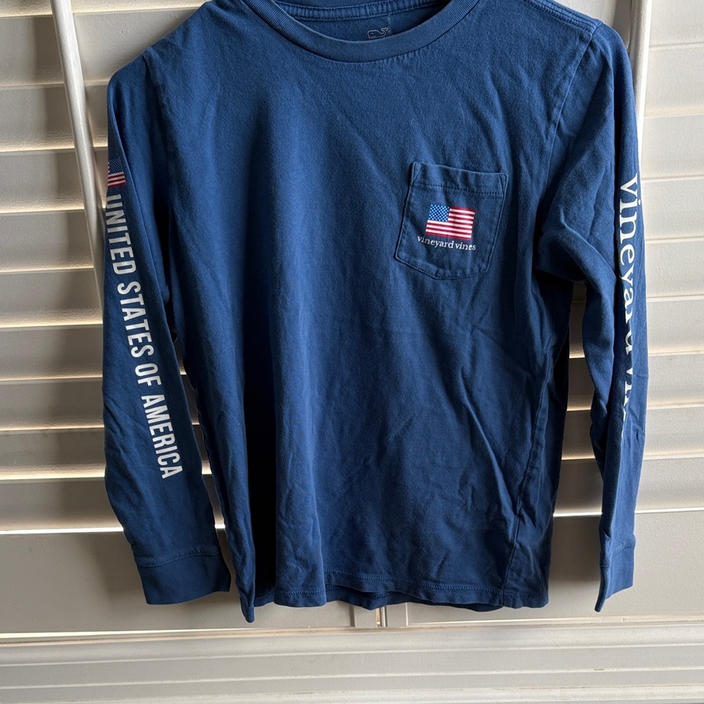 Vineyard Vines Navy Long Sleeve with Flag and space Detail